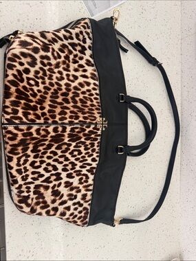 Tory Burch Authentic Ivy Leopard Print Calf Hair Slouchy Tote Bag with COA